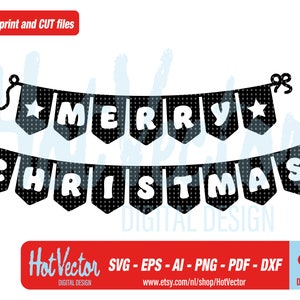 Merry Christmas garland clipart, xmas vlaggen plotter afbeelding voor persoonlijk en commercieel gebruik, instant download, clip art cut bestand voor crafters