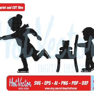 Schaatsen kinderen digitale clipart, plotter en print afbeelding, voor persoonlijk en commercieel gebruik, instant download, clip art cut-bestand