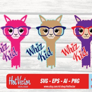 Lama alpaca whiz kid image - DIGITAL DOWNLOAD - svg, png, eps, ai - free commercial use