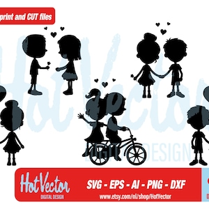 Valentijn paar digitale clipart set plotter print bestanden, svg, dxf, png, eps, ai, gratis commercieel gebruik, instant download