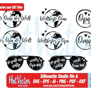 Deutsch Opa Oma digitale Clipart Bundel, Plotterdruck Vektor Datei, ai, eps, svg, png, pdf, dxf, kommerzielle Nutzung, sofortiger Download