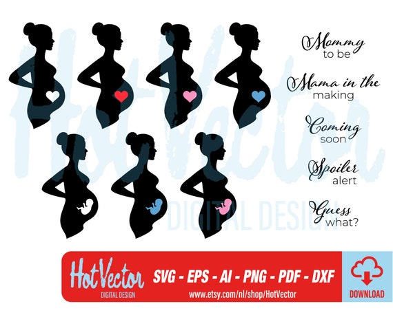 Download Pregnant Woman Silhouette Digital Clipart Bundle Pregnancy Graphic Free Commercial Use Instant Download Clip Art Cut File For Crafters
