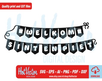 Welkom Sint en Piet Garland: Sinterklaas Cut File (Digital Download)
