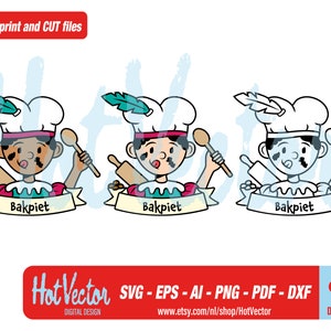 Bakpiet jongen set, svg, png, ai, eps, pdf, dxf, gesneden bestand voor hobbyisten, kwaliteit afdrukbestand, persoonlijk en commercieel gebruik, instant download,