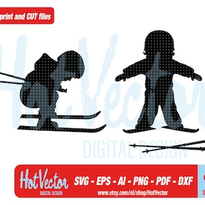 kids ski digital clipart, plotter and print snow fun image, for personal and commercial use, instant download, clip art cut file