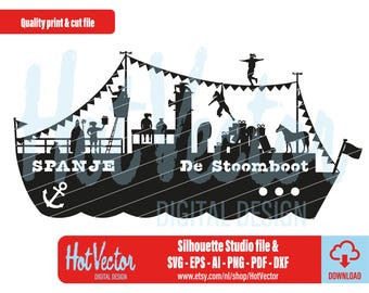 Sinterklaas Stoomboot svg dxf ai eps pdf png | digitale download | Snijbestand Plotter | DIY Knutselbestand | commerciëel gebruik