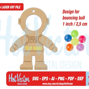 Astronaut voor 1 inch stuiterende bal, laser gesneden ambachtelijke bestand, ai, eps, dxf, svg, png, pdf, voor persoonlijk en commercieel gebruik, instant download