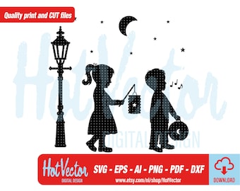 Saint Martin parade clipart, boy girl lantern plotter image for personal and commercial use, instant download, clip art cut file