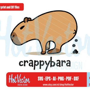 Crappybara, funny pooping capybara, digital download, ai, eps, png, jpg, dxf, svg, free commercial use, plotter and print file