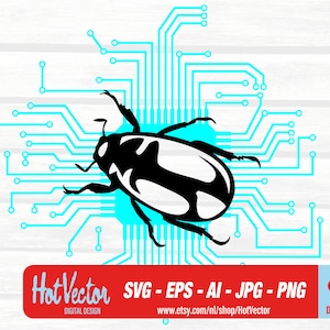 computer bug - DIGITAL DOWNLOAD - svg, ai, eps, png, jpg - free commercial use
