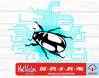 computer bug - DIGITAL DOWNLOAD - svg, ai, eps, png, jpg - free commercial use