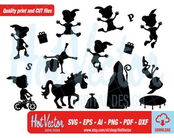 Pieten clipart, Sinterklaas plotter en print file, personal and commercial use, instant download, clip art cut file for crafters