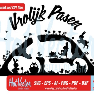 Paashaas huis digitale clipart, plotter print bestanden, svg, dxf, png, eps, ai, pdf, gratis commercieel gebruik, instant download