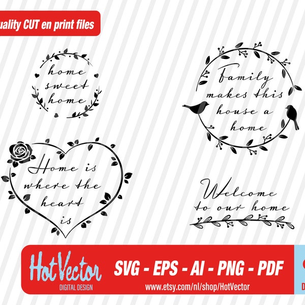 Home quotes SVG cut file - DIGITAL DOWNLOAD - svg, png, ai, eps, pdf - free commercial use