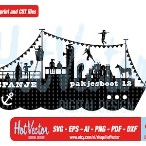 Sinterklaas stoomboot clipart, Sint stoomboot plotter afbeelding voor persoonlijk en commercieel gebruik, instant download, clip art cut bestand voor crafters