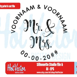 MR & MRS bruiloft digitale clipart, ai, eps, svg, png, pdf, dxf, plottercut, kwaliteitsafdruk, vectorbestand, commercieel gebruik, instant download