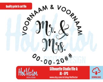 Mr & Mrs Wedding Clipart: Vector Cut File (Digital Download)