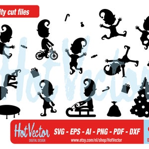 Elfen clipart, kerst plotter afbeelding voor persoonlijk en commercieel gebruik, instant download, clip art cut-bestand voor crafters