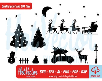 Christmas items digital clipart set, plotter print files, svg, dxf, png, eps, ai, pdf, free commercial use, instant download