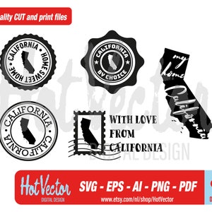Paquete SVG de California - DESCARGA DIGITAL - svg, png, ai, eps, pdf - uso comercial gratuito