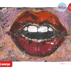 Stampa Gelli Monotype ORIGINALE, bocca, labbra, titolo: Pop Kiss