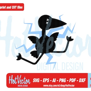 Divertida cigüeña accidente clipart, svg, eps, ai, dxf, pdf, png, plotter e imagen impresa para uso personal y comercial, descarga instantánea