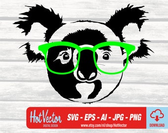 Koala with Glasses Clipart, Australia Graphic (Digital Download)