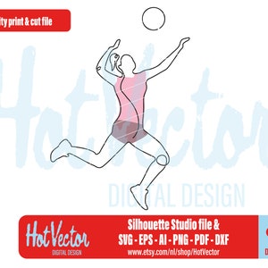 Vrouw volleybal lijntekening, png, svg, dxf, pdf, ai, eps, sport illustratie, print cut-bestand, gratis commercieel gebruik, instant download