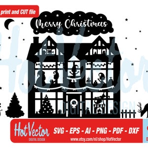 Weihnachtshaus Clipart, Santa&#39;s Place Plotterbild für persönlichen und kommerziellen Gebrauch, sofortiger Download, Clip Art geschnitten Datei für Handwerker