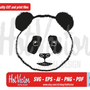 Cute fluffy panda head digital clipart, animal graphic for personal and commercial use, instant download, cut clip art file for crafters