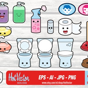 toilet, zeep, kak, papier kawaii digitale clipart, afbeelding voor persoonlijk en commercieel gebruik, instant download, clip art bestand voor crafters