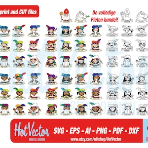 Pieten Sinterklaas bundel, svg, png, ai, eps, pdf, dxf, personal and commercial use, instant download, clip art cut file for crafters