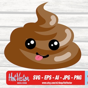 Funny poop emoji - DIGITAL DOWNLOAD - ai, eps, png, jpg - free commercial use