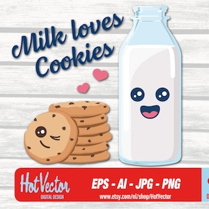 Milk and cookies - DIGITAL DOWNLOAD - ai, eps, png, jpg - free commercial use