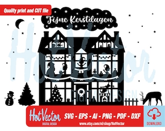 Christmas House Clipart: Santa Cut File (Digital Download)
