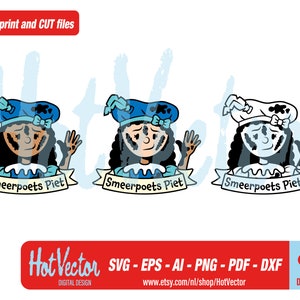 Smeerpoets Piet meisje, svg, png, ai, eps, pdf, dxf, cut-bestand voor hobbyisten, kwaliteitsafdrukbestand, persoonlijk en commercieel gebruik, instant download