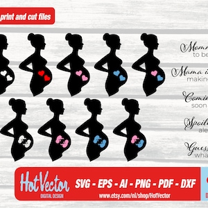 Conjunto de clipart digital de silhueta de mulher grávida de gêmeos, gravidez de bebê, uso comercial gratuito, download instantâneo, arquivo de corte de clip art para artesãos