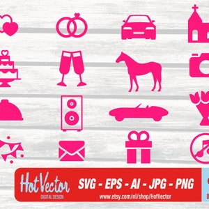 Wedding icons SVG - DIGITAL DOWNLOAD - svg, ai, eps, png, jpg - free commercial use
