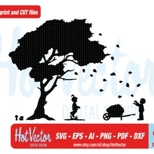 Clipart amusant pour les enfants d'automne, traceur et fichiers d'impression pour un usage personnel et commercial, téléchargement instantané, fichier de coupe d'art clip pour les artisans