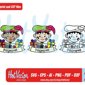 Pakjespiet jongen set, svg, png, ai, eps, pdf, dxf, cut-bestand voor hobbyisten, kwaliteitsafdrukbestand, persoonlijk en commercieel gebruik, instant download