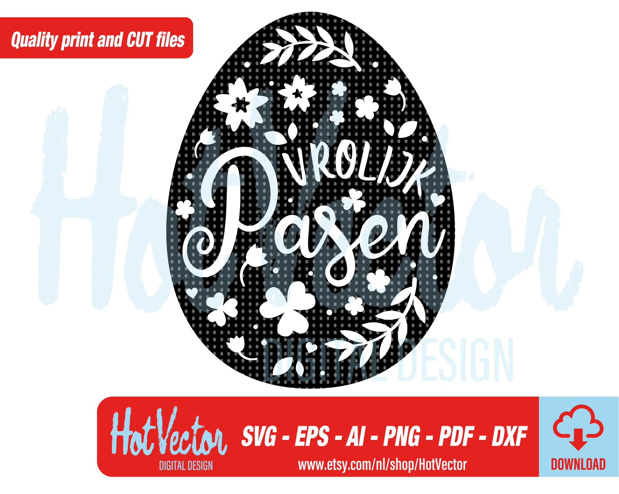 Decor Easter egg clipart, Vrolijk Pasen plotter image for personal and commercial use, instant download, clip art cut file for crafters