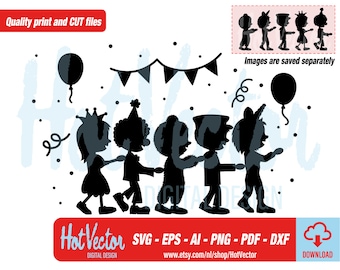 Carnival party digital clipart set, plotter print files, svg, dxf, png, eps, ai, free commercial use, instant download, diy cut craft