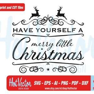 Merry little Christmas plotter cut and print file - DIGITAL DOWNLOAD - svg, dxf, png, ai, eps, pdf - free commercial use