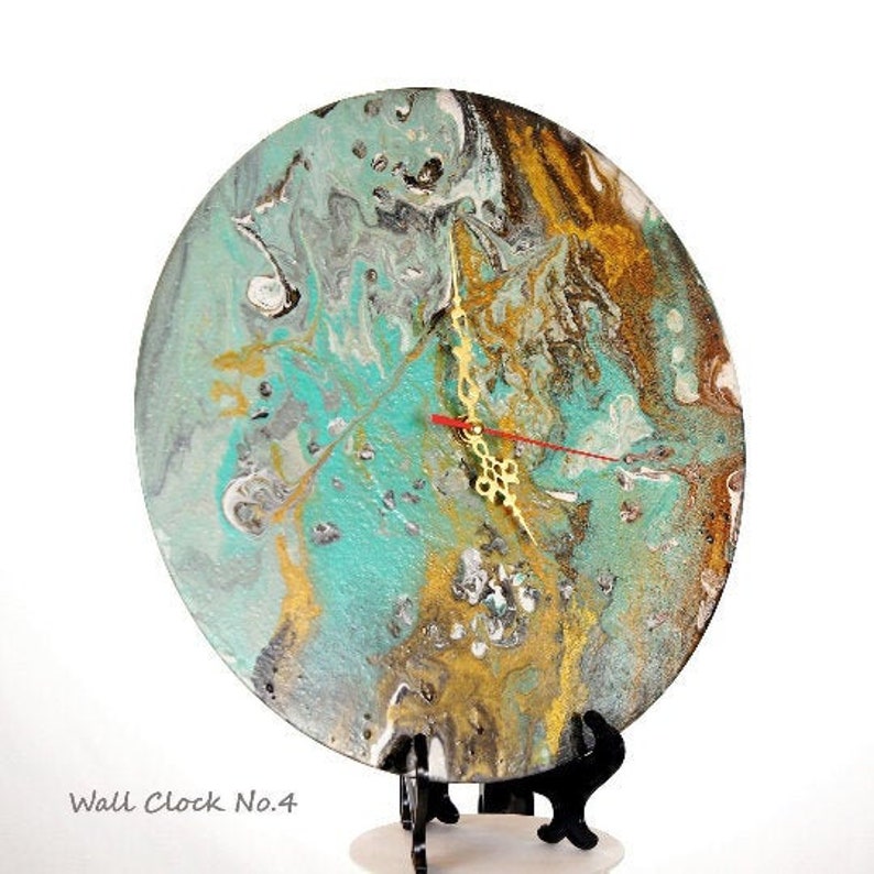 Vinyl Record Wall Clocks Hand Painted Modern Abstract Art image 0