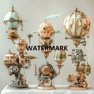Steampunk Flying Machines Art (Digital Download)