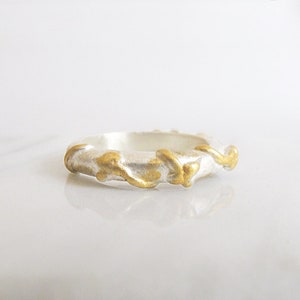 Antique Style Ivy Leaf Ring, Gold Plated Grapes and Vine Band Ring, Roman Style Olive Branch Ring, Alternative Nature Inspired Wedding Band
