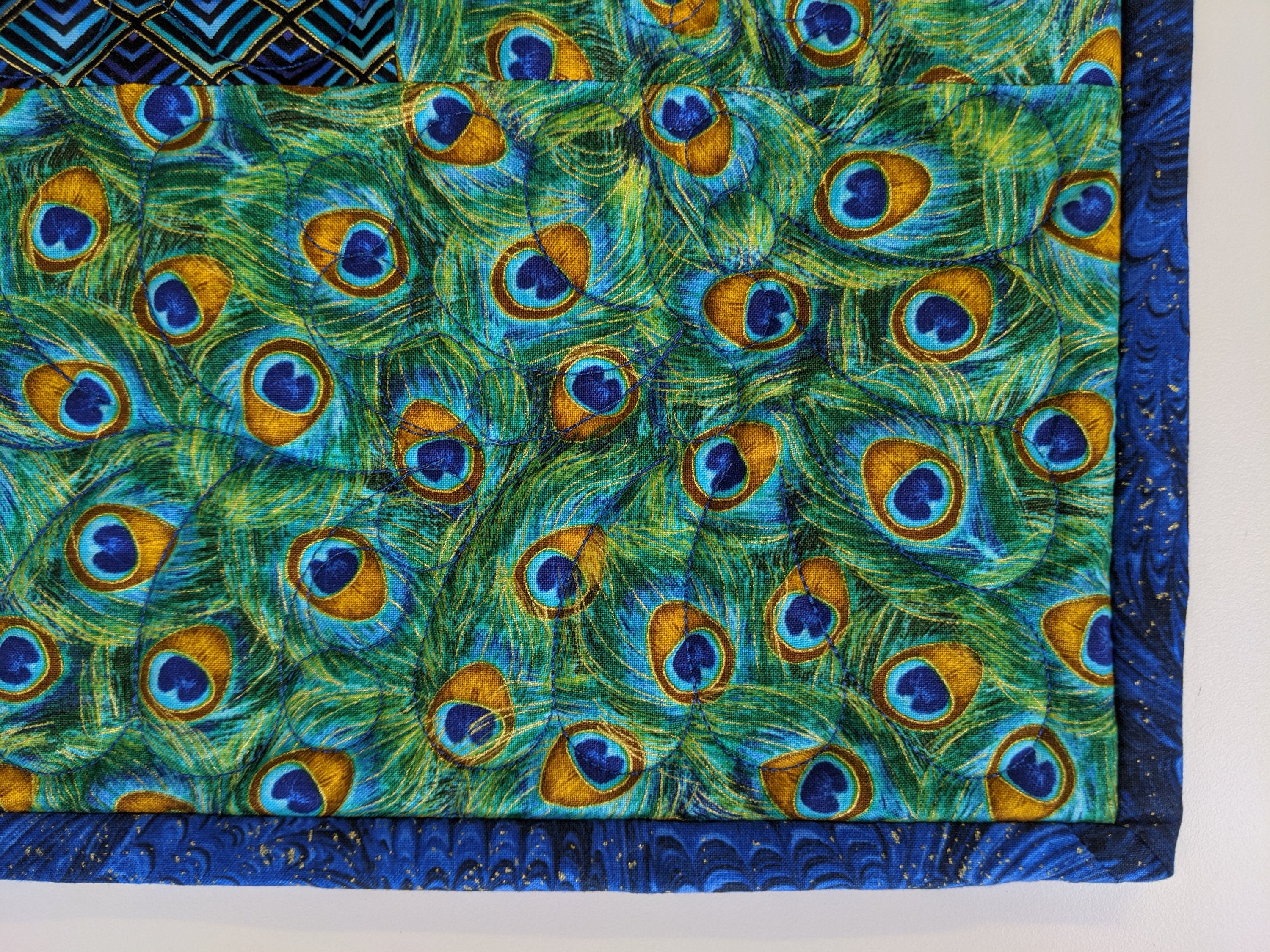 Blue Peacock Quilt, Handmade, 50 X 66, Ready to Ship Etsy