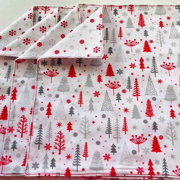 Serviettes de table Noël / serviettes de table en coton tissu de Noël / serviettes de table doublées coton réversibles / linge de table