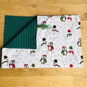 Honeycomb hand towels / Christmas fabric hand towels / Snowman pattern hand towels / Guest towel / Christmas tea towel / Christmas linen