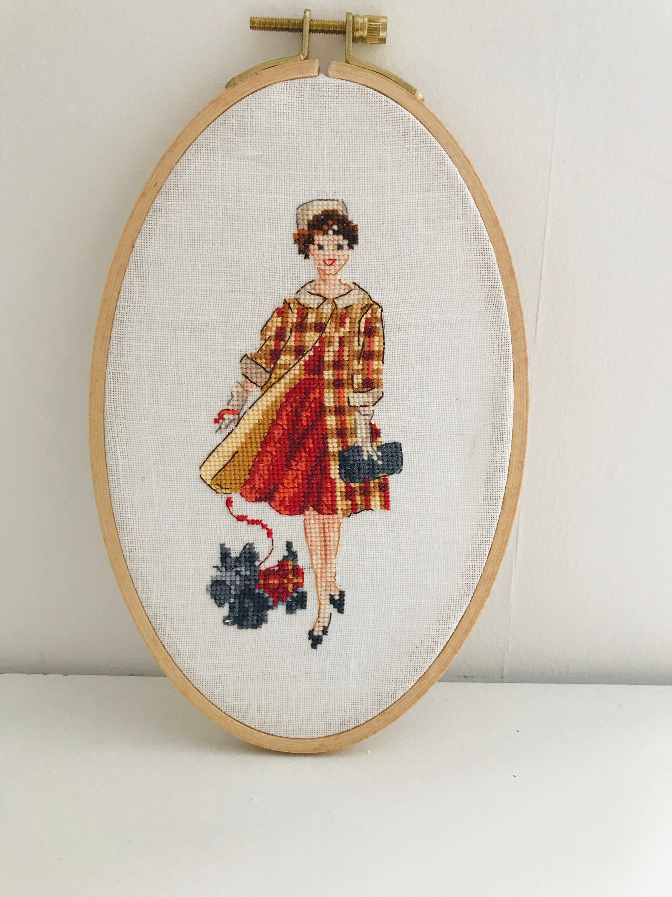 Cercle à Broder Décoratif Main Point de Croix sur Toile Lin Tambour Décoration Intérieure Style Rétr